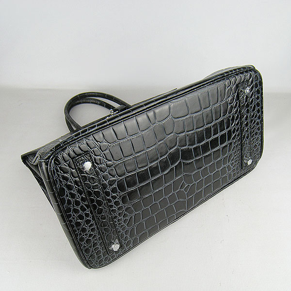 Replica Hermes Birkin 40CM Crocodile Veins Leather Bag Black 6099 Online - Click Image to Close